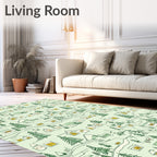 Cozy Village Pine Trees Lights Rug