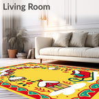 Whimsical Winter Village Sleigh Scene Rug