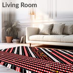 Red Black White Striped Candy Cane Rug