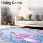 Whimsical Pink Mushroom Fairies Garden Rug