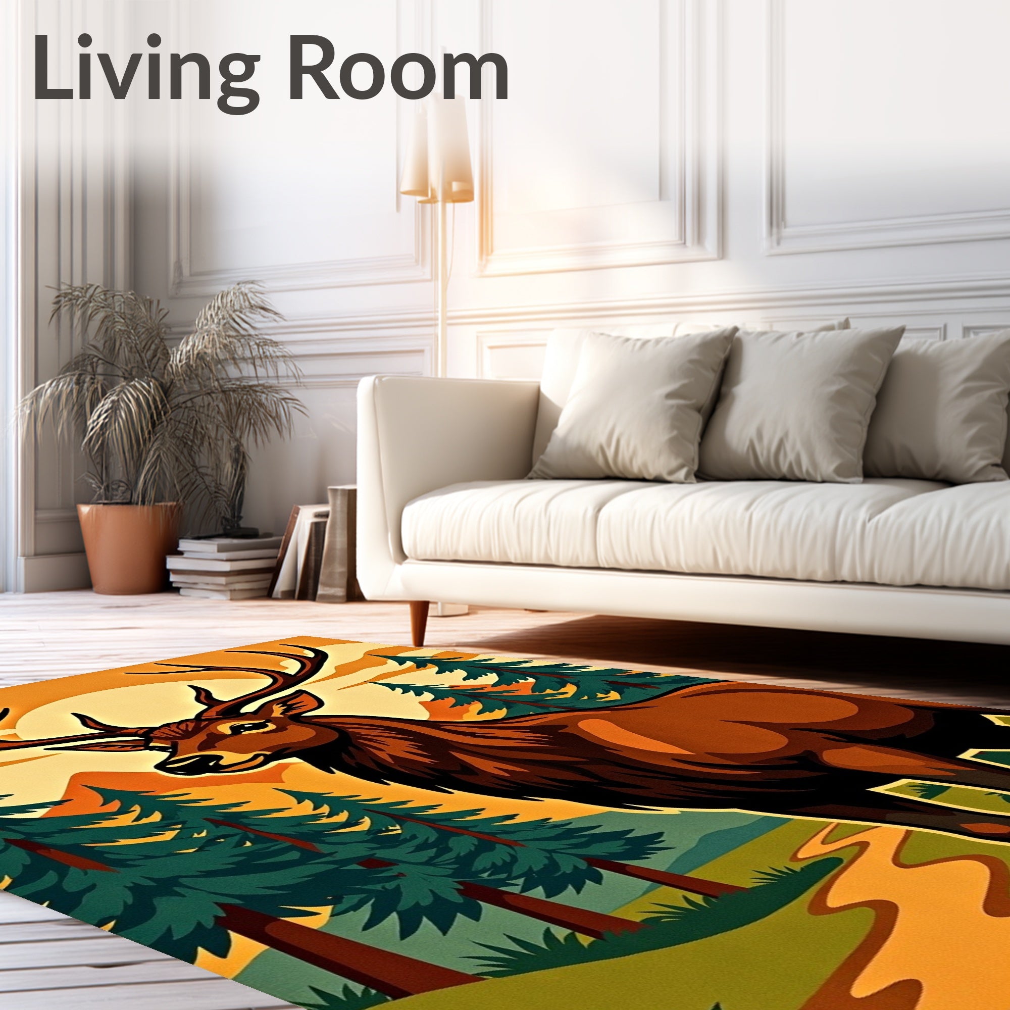 Majestic Elk And Pine Forest Sunset Rug