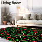 Festive Red Holly Berry Vines Rug