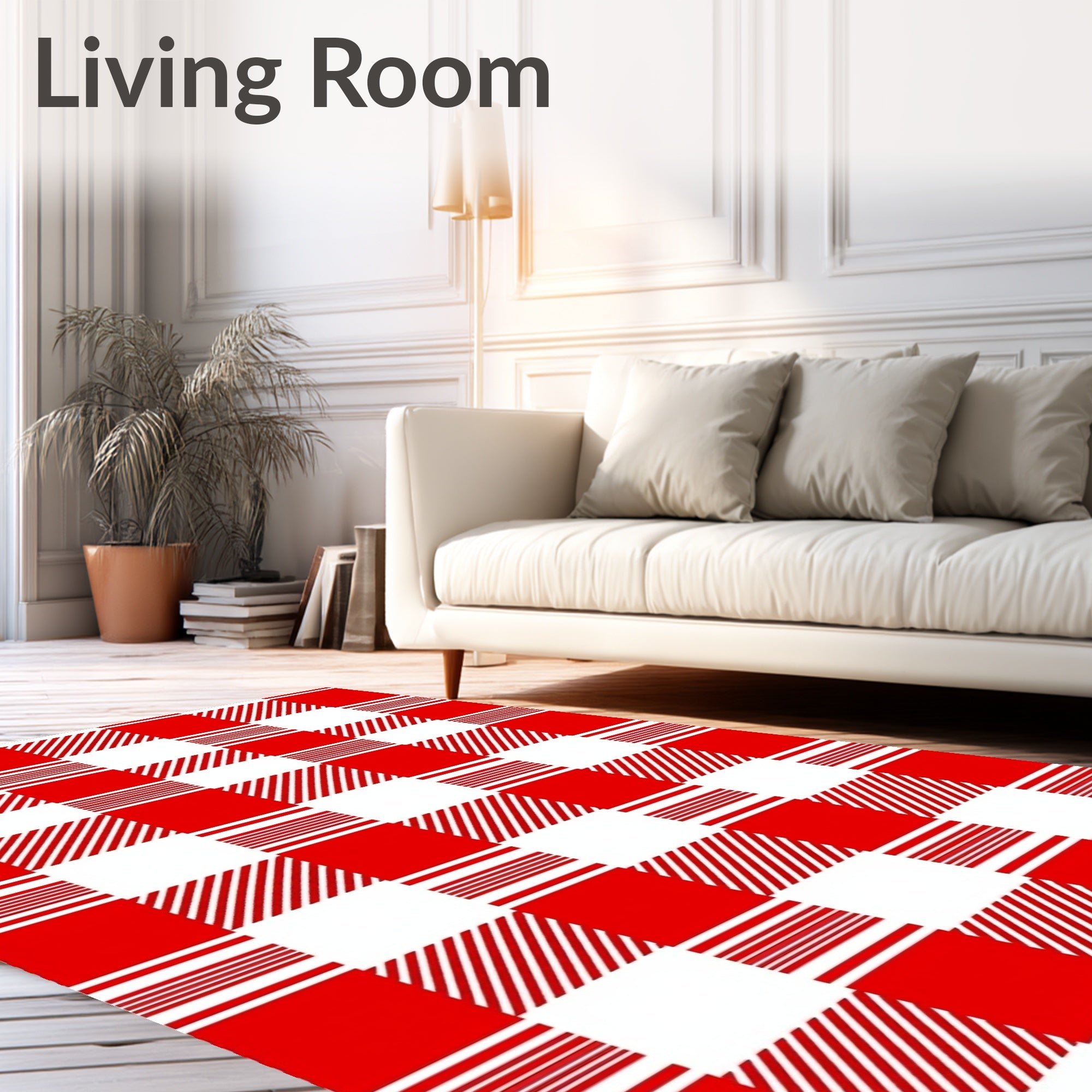 Rustic Red Gingham Plaid Checks Rug