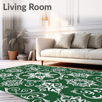 Emerald White Mandala Floral Vine Rug