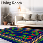 Deep Blue Berry Garland Floral Rug