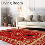 Crimson Red Dog Floral Scroll Rug
