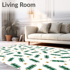 Green Pine Boughs Gold Stars Rug