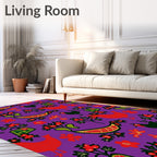 Whimsical Red Hen Folk Art Rug