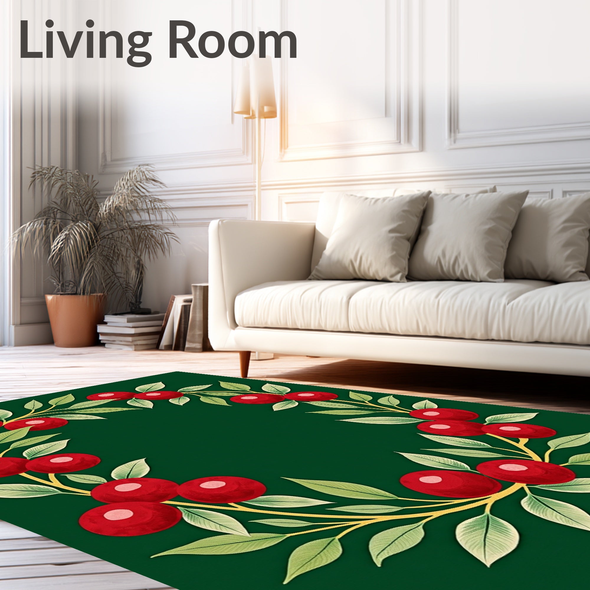 Crimson Cherry Wreath Garland Rug