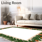 Festive Green Pine Garland Ornaments Rug
