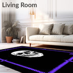 Gothic White Skull Purple Border Rug