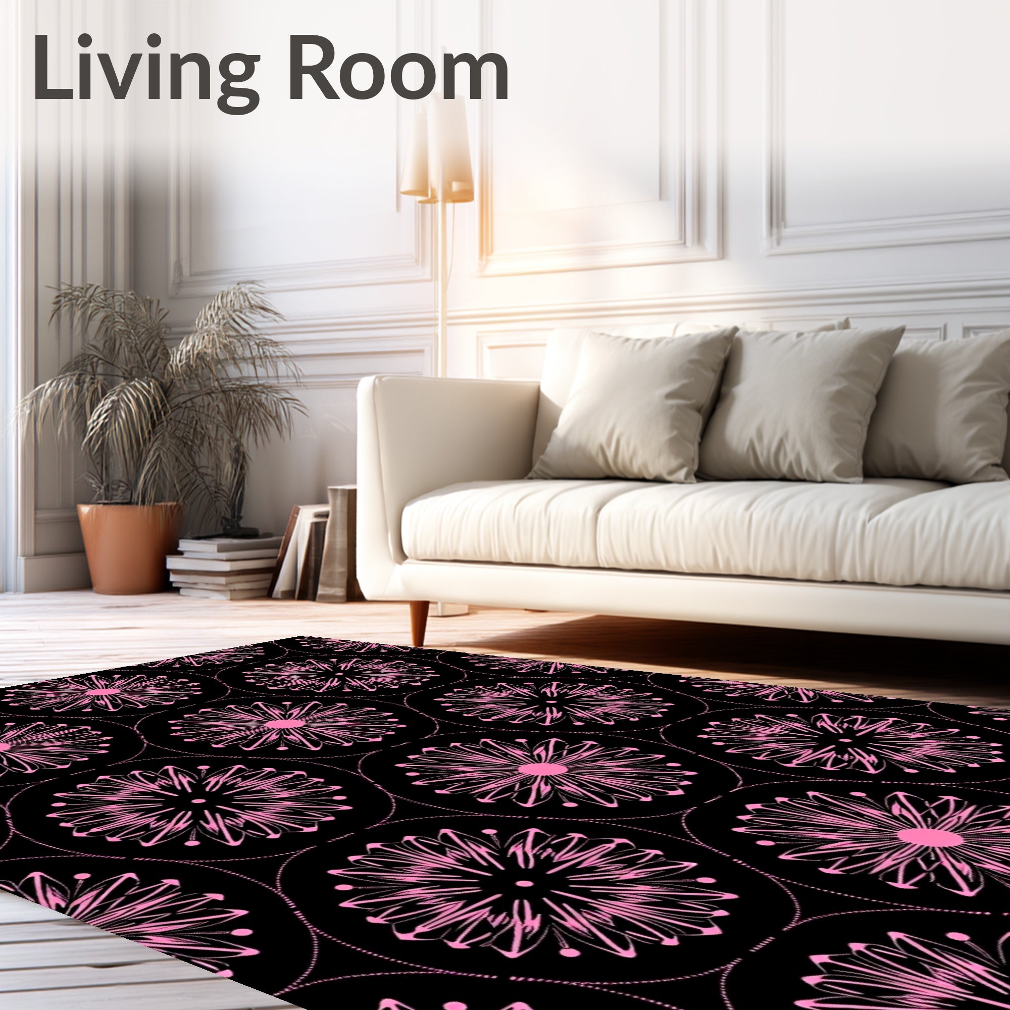 Hot Pink Floral Medallion Backdrop Rug