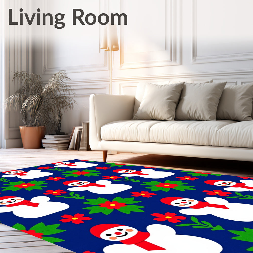 Joyful Snowman Red Floral Tiling Rug