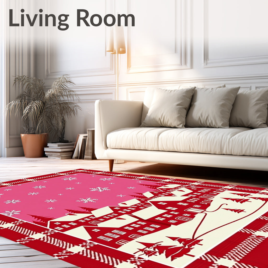 Cozy Winter Village Snowflake Scatter Rug