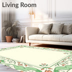 Art Nouveau Green Floral Border Rug