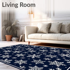 Dark Blue Snowflake Winter Wonderland Rug