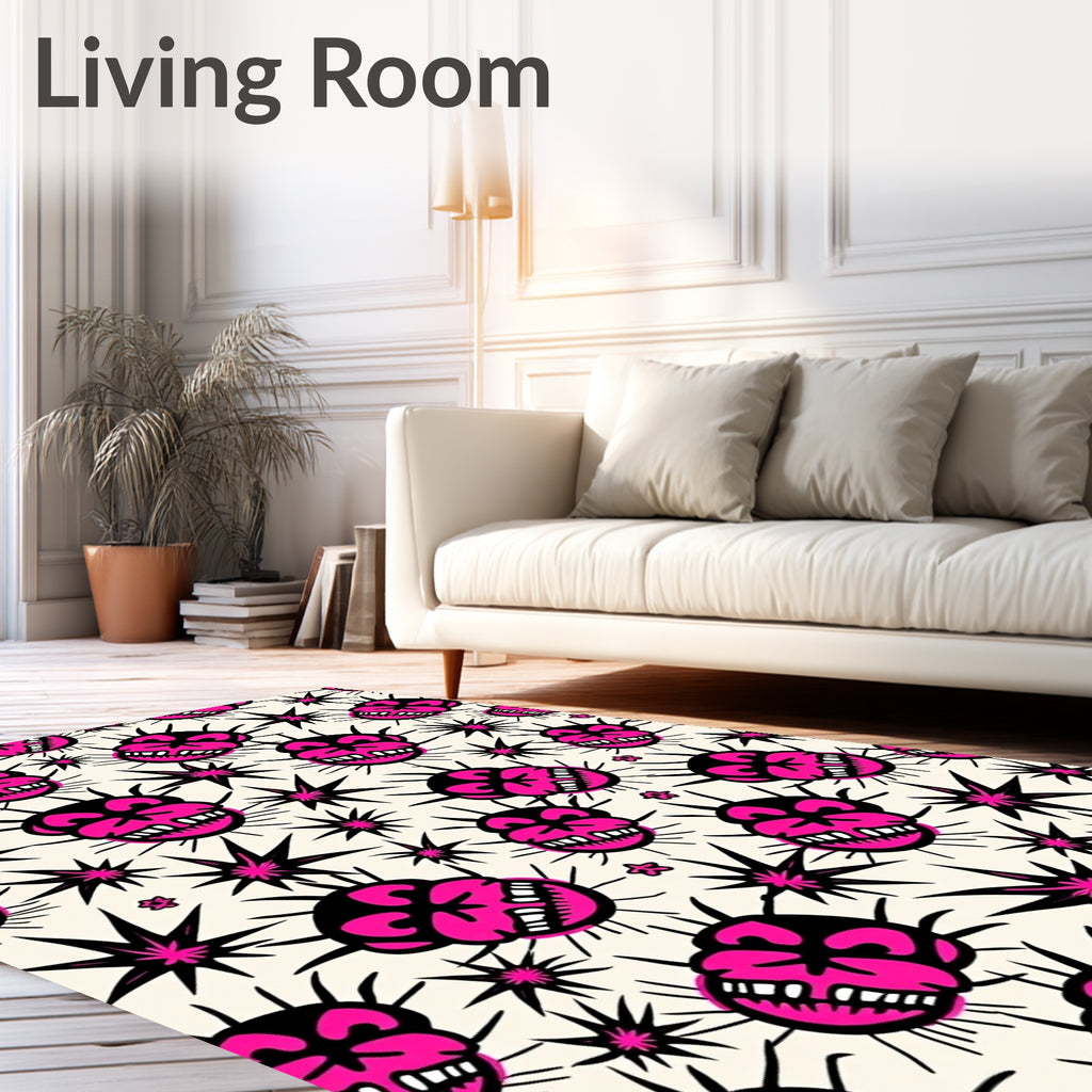 Hot Pink Skull Spiky Starburst Rug