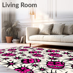 Hot Pink Skull Spiky Starburst Rug
