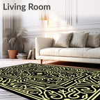 Black Gold Interlocking Labyrinth Rug