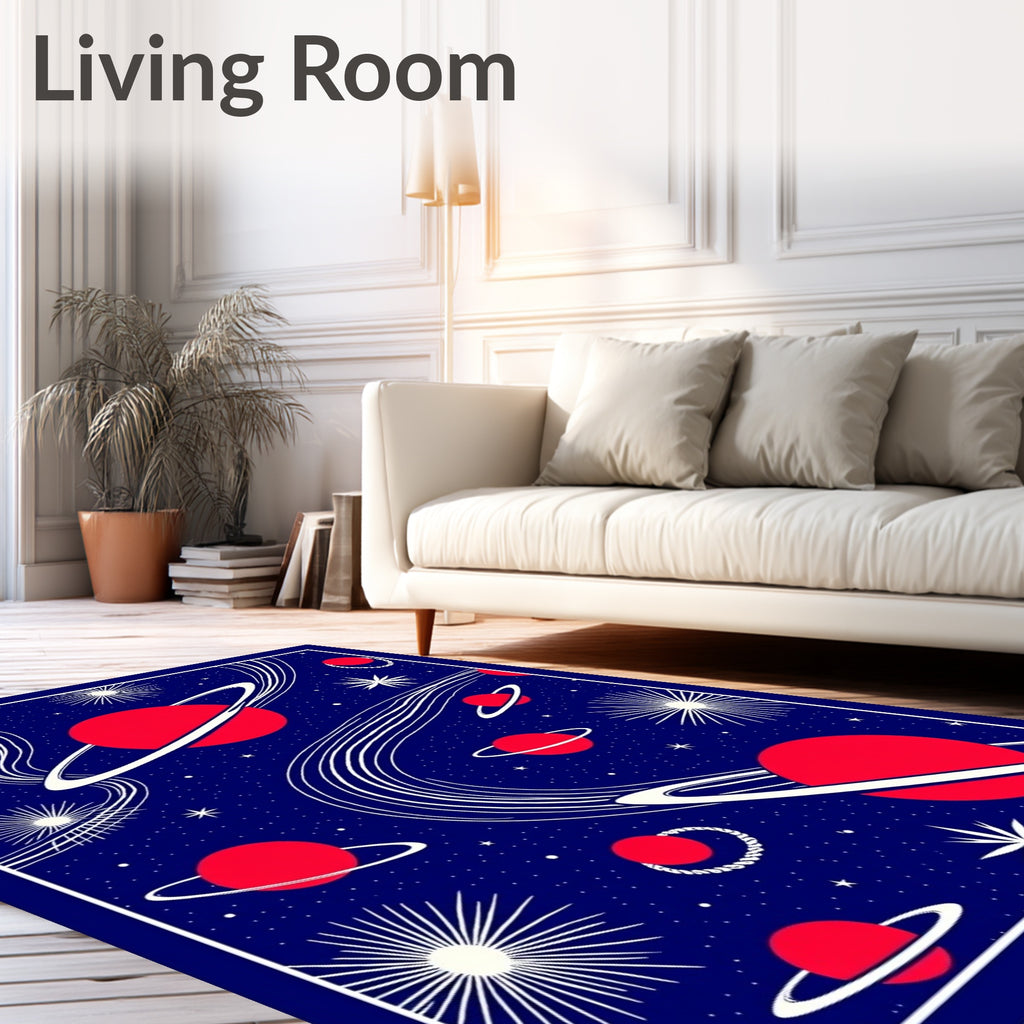 Crimson Space Galaxy Abstract Swirls Rug