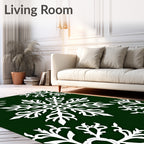 White Snowflake Forest Contrast Rug
