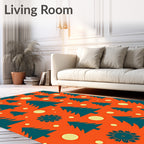Teal Evergreen Snowfall Circles Rug
