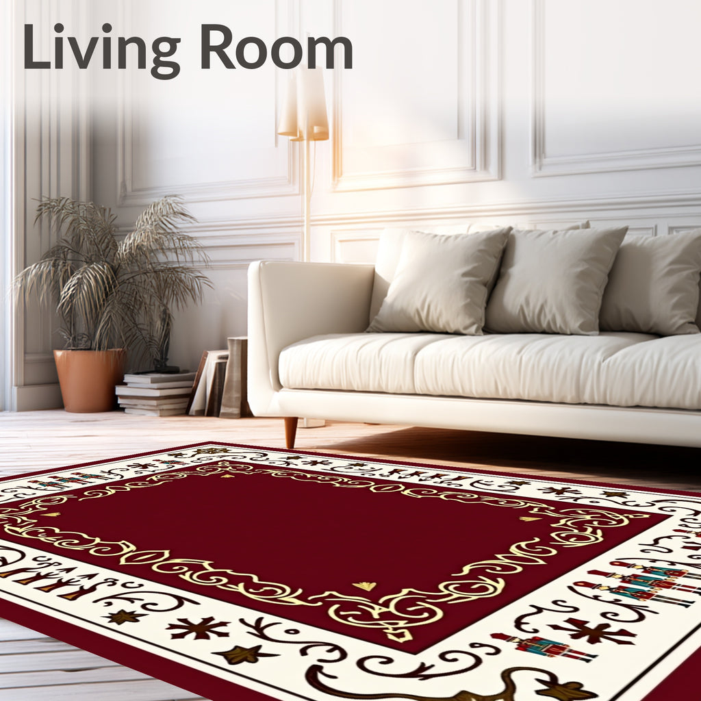 Crimson Cream Toy Soldier Border Rug