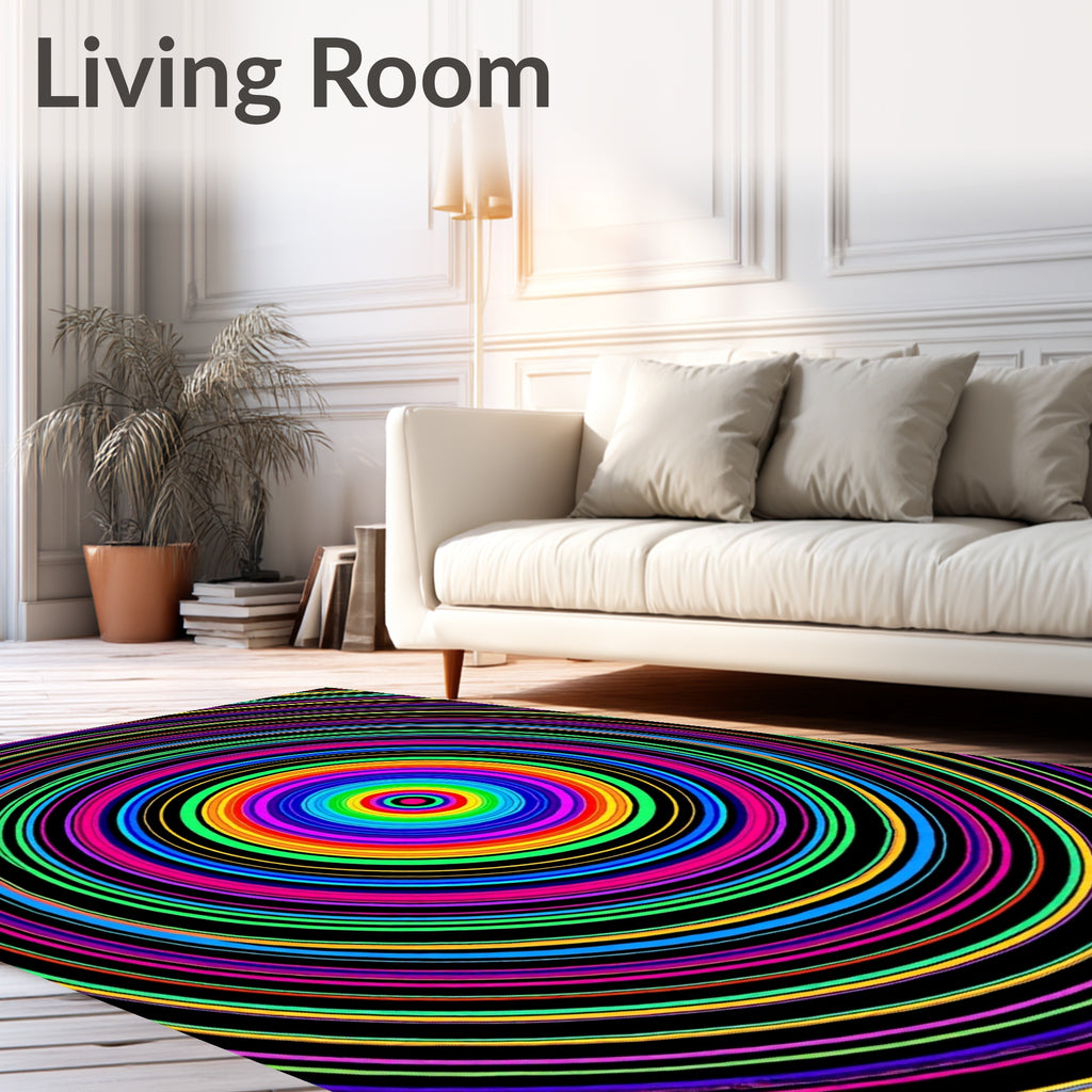 Vibrant Rainbow Concentric Circles Rug