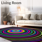Vibrant Rainbow Concentric Circles Rug