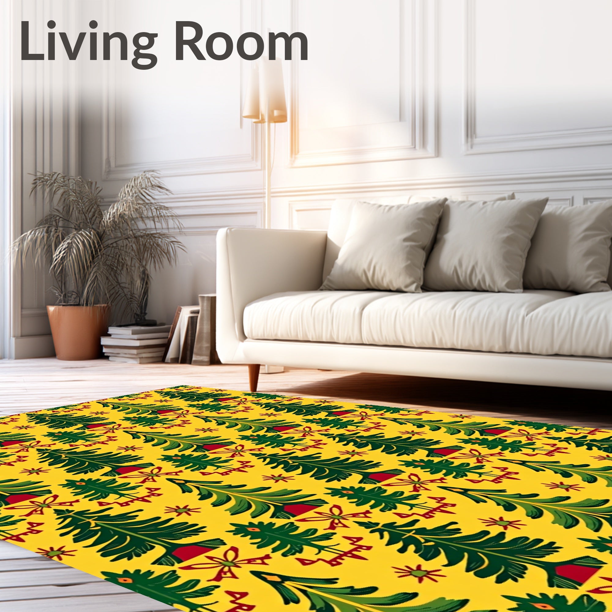Foliage Pine Tree Folk Art Rug