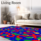 Red Serpent Winding Holiday Scene Rug