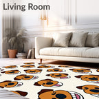 Happy Brown Dog Faces Repeating Pattern Rug