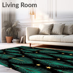 Emerald Forest Stars Black Rug