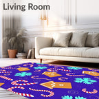 Blue Gingerbread Candy Cane Snowflake Collection Rug