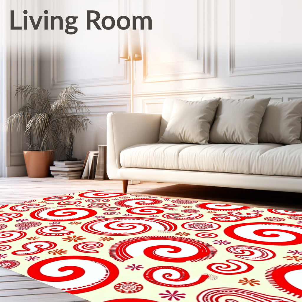 Crimson Swirls And Curlicues Rug