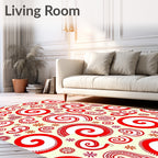 Crimson Swirls And Curlicues Rug
