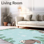 Cute Sloth Snowfall Forest Rug