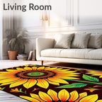 Vibrant Yellow Sunflower Mandala Garden Rug