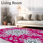 Fuchsia Mandala Snowflake Floral Accent Rug