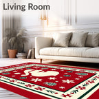 Festive Santa Claus Red Border Rug