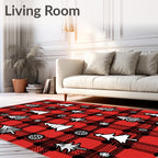 Red Buffalo Plaid Christmas Tree Snowflakes Rug
