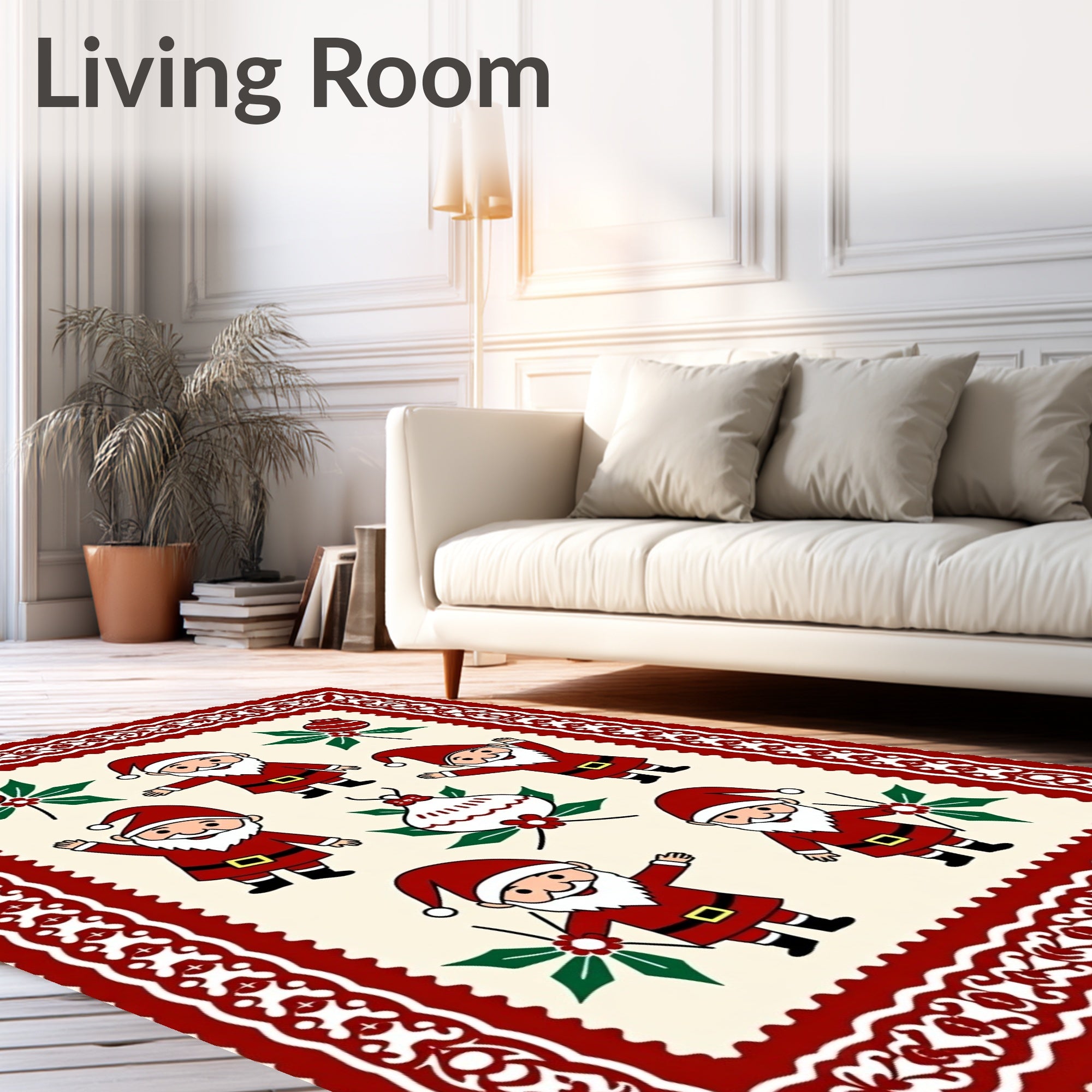 Whimsical Santa Claus Festive Holiday Rug
