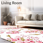 Pink Cherry Blossom Heart Arrow Rug
