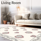 Vintage Pink Ornate Heart Border Rug