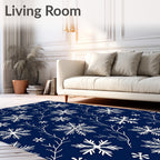 Deep Blue Snowflake Branch Collage Rug