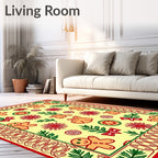 Gingerbread Men Holiday Red Wreath Rug