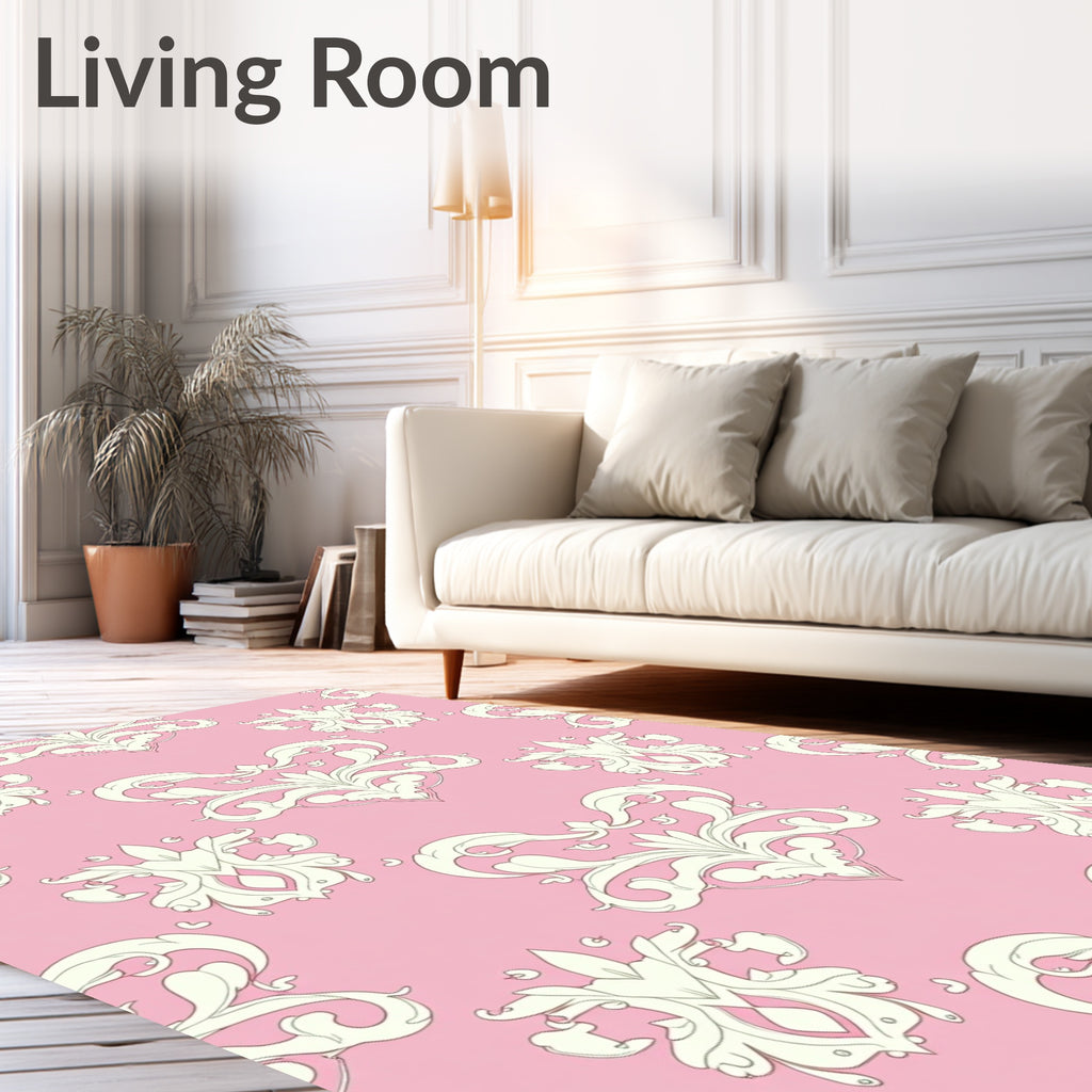 Victorian Pink Cream Swirl Medallion Rug