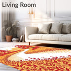 Crimson Autumn Forest River Scene Rug