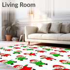 Christmas Elves Red Green Repeating Pattern Rug
