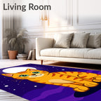 Orange Tabby Cat Under Full Moon Rug